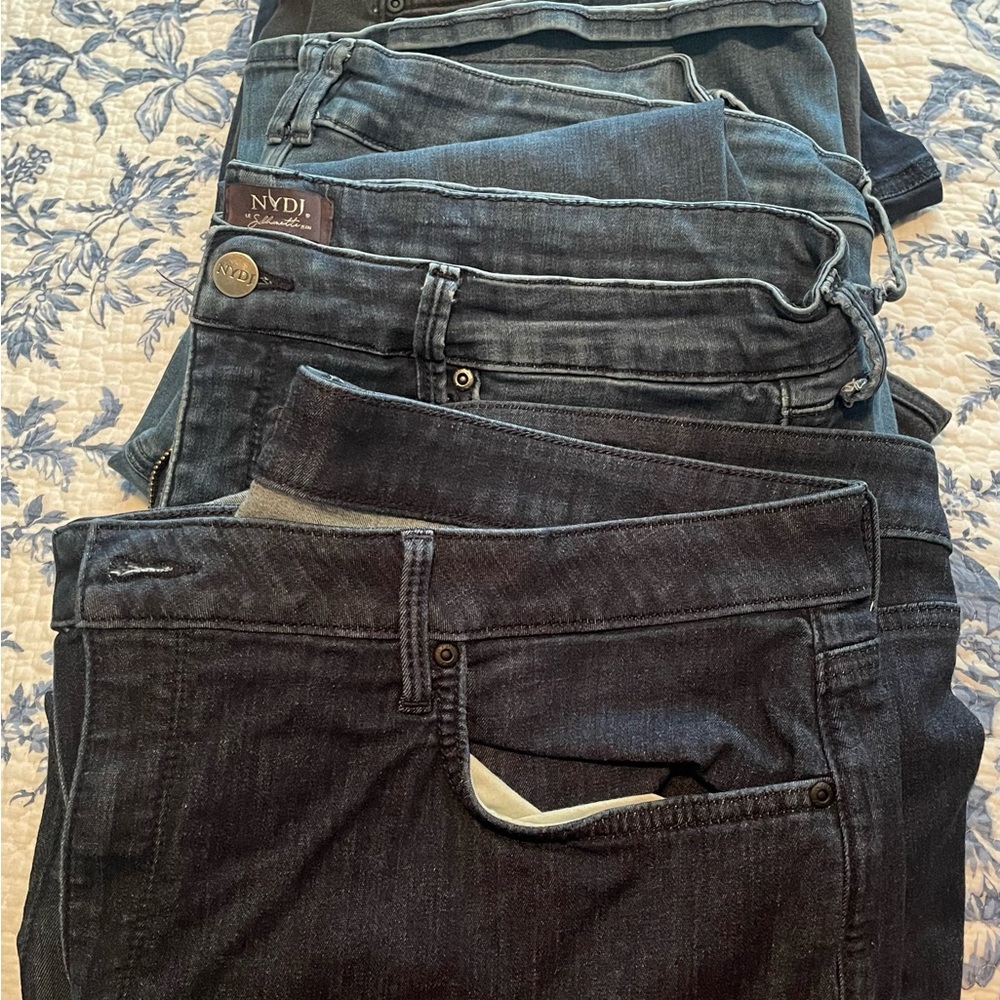 NYDJ Classic Dark Blue & Black Denim Collection 5 pair - size 20